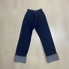 デニムパンツ 裾折り返し ゴムウエスト