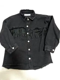 ZARA　子ども　ブラックデニム　ジャケット スタッズ　 フリンジ　116cm