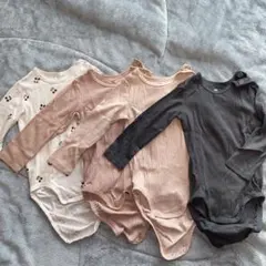 長袖　ボディスーツ4枚組 (チェリー柄・無地)