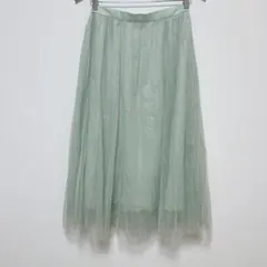 ジーユー GU チュールスカート ミモレ丈 M ミントグリーン 若草色 春夏