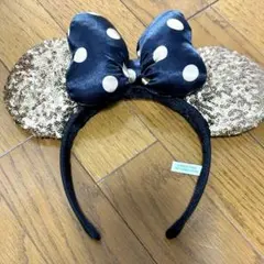 ディズニーリゾート　ミニー　カチューシャ　スパンコール　ゴールド　ブラック
