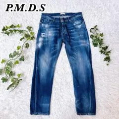 良品　PMDS BARRET ペンキ　ダメージ加工　デニムパンツ　36 XL