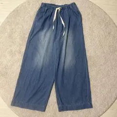 レディース ワイドデニムパンツ イージーパンツ M