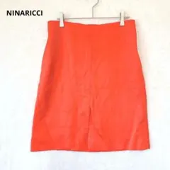 NINARICCI ニナリッチ／スカート M ひざ丈 スリット 無地 オレンジのサムネイル