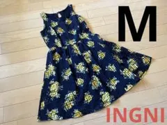 ★大幅値下げ★INGNI花柄 ストライプ ノースリーブ 膝丈 フレア ワンピース