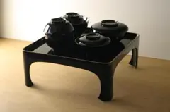 希少 明治時代 輪島塗 金縁 宗和膳 漆器 木製 四方膳 茶道具 古美術 時代物