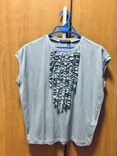 ✿美品❗MidiUmi✿フリルネックブラウス✿ライトブルーミズイロインド 