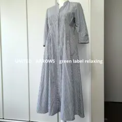 美品　ユナイテッドアローズ　ウエストフィット 5分袖 シャツ ワンピース