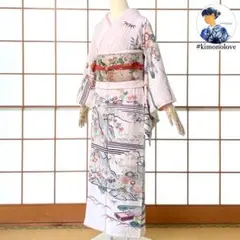 アンティーク着物 正絹 訪問着 アイボリー 赤い花❤️ - メルカリ