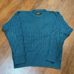 【80s】Eddie Bauer 激レア 黒タグ ケーブルニットセーター