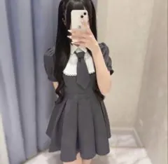 evelyn♡ネクタイ付きタックプリーツOP♡CH