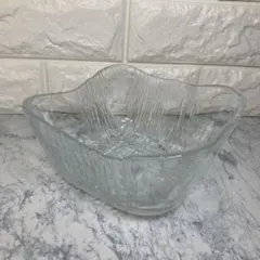 四角 ガラス皿 クリスタル クリア デザイン ヴィンテージ 昭和レトロ 深皿