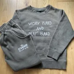 冬物　キッズ　スウェット　パジャマ　上下セット　110 裏起毛　あったか　カーキ