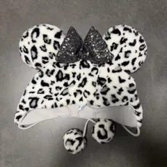 Disney ミニー ファンキャップ ヒョウ柄 ホワイト