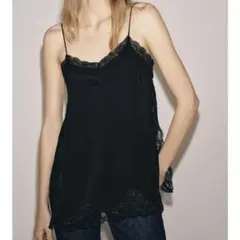 ZARA ザラ レースキャミソール 黒 XS - メルカリ