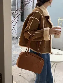 dholic ダブルボタンムートン風ジャケットブラウン ムートンコート