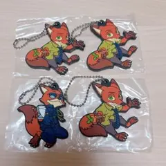 ズートピア ニックワイルド カプセルトイラバーキーホルダー 4こまとめ売り