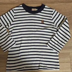ミキハウス ボーダー ロンT 長袖Tシャツ 100 クマ刺繍