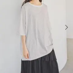 ニコアンド　さらっとチュニT ／アイボリーボーダーのサムネイル