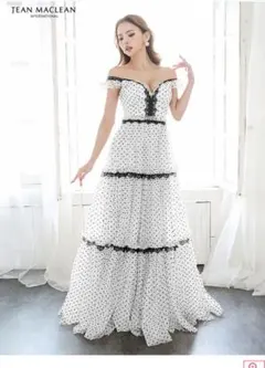 JEAN MACLEAN オフショルダードットロングドレス