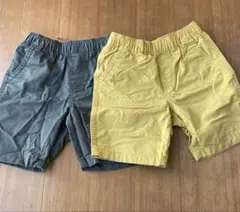 ユニクロ　イエロー　カーキ　ハーフパンツ 半ズボン　2点セット　110-125