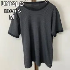 UNIQLOユニクロ　メンズ　Tシャツ　クルーネック　ボーダー　半袖　黒グレーM