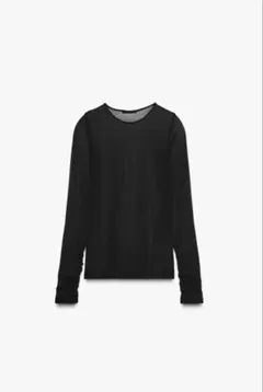 ZARA ザラ　セミシースルーギャザー入りTシャツ