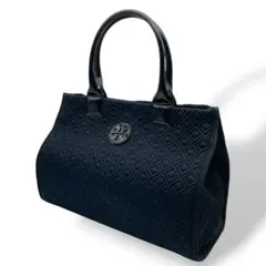 Tory Burch オールレザー エラ トートバッグ ブラック シボ革 A4可