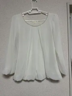 白 シフォンブラウス 長袖 フォーマル オフィスカジュアル