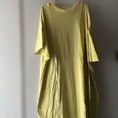（709）CREOLMEイエローアシンメトリーオフショルロングワンピース 半袖Fのサムネイル