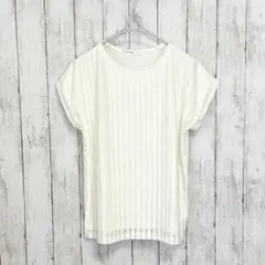 【CorteLargo】フレンチスリーブ 縦ラインレースカットソー M白ワールドのサムネイル
