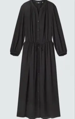 UNIQLO　ユニクロ　 ドローストリングロングワンピース　黒　ブラック　S
