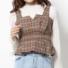 【archives】ブラウン チェック柄 ビスチェ