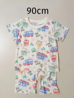 新品 電車 半袖パジャマ 90cm ルームウェア 上下セット 男の子 総柄