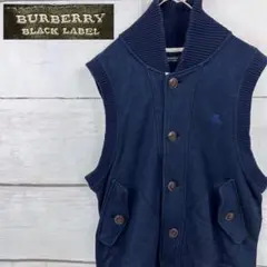 バーバリーブラックレーベル ベスト ジレ M ホース刺繍 紺 ネイビー　秋冬