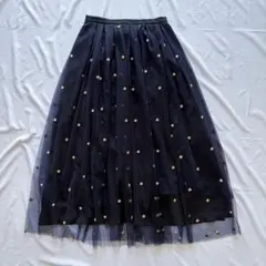 グレースコンチネンタル グレースクラス ビジュー 刺繍 チュールスカート 36のサムネイル