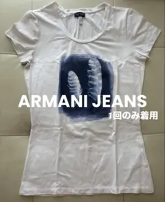【レディース】 ARMANI JEANS フェザープリント Tシャツ ホワイトのサムネイル