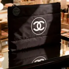 CHANEL 化粧ポーチ ブラック 大容量 トラベルオーガナイザー