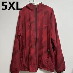 【極美品】5XL 大きいサイズ ウインドブレーカー マウンテンパーカー 総柄 赤のサムネイル