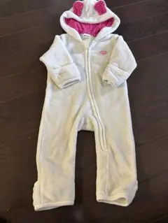 フリース ロンパース　くま耳フード付きアウター クリーム色　eaBエーアーベー