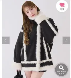 NICE CLAUP ミドルコート ブラック/ホワイト FREE