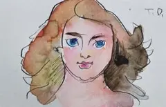 肉筆原画 手描きイラスト 水彩画 ドローイング 裸婦画 ヌード モノクロ