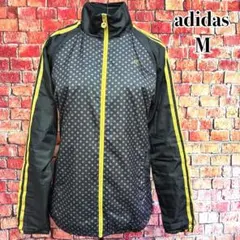 美品☆adidas☆ナイロンジャケット　ドット柄　ウィンドブレーカー ブラックM