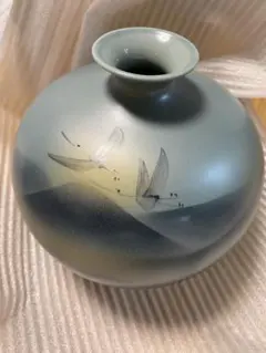 陶器製グラデーション花瓶（トンボデザイン）