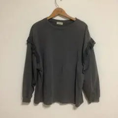 サマンサモスモス　レース使いデザイン長袖Tシャツ　チャコール　No.685
