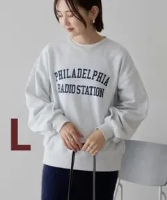 AMERICANHOLIC カレッジロゴ裏起毛プルオーバー　Ｌ 杢グレー