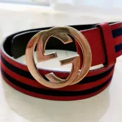 美品✨️GUCCI グッチ シェリー ライン レザー ベルト ロゴ バックル