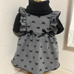 ハンドメイド♡犬服 重ね着風パフスリーブワンピース