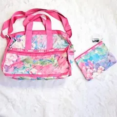 レスポートサック　美品☆ 2wayボストンバッグ 水彩画風花柄　未使用ポーチ付き