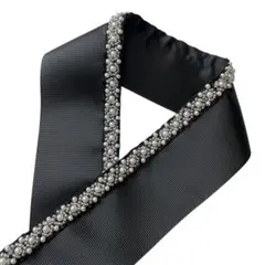 重ね衿　伊達襟　飾り襟　パール　ビーズ　黒　ブラック　和装小物